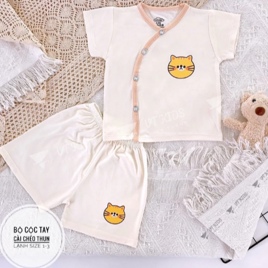 [Peinn] Combo 3- Combo 5 Bộ sơ sinh cộc tay trơn HX, chất thun lạnh hàn quốc cho bé sơ sinh size 0-9 tháng