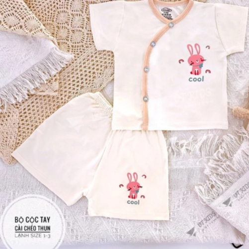 [Peinn] Combo 3- Combo 5 Bộ sơ sinh cộc tay trơn HX, chất thun lạnh hàn quốc cho bé sơ sinh size 0-9 tháng