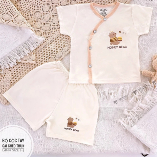[Peinn] Combo 3- Combo 5 Bộ sơ sinh cộc tay trơn HX, chất thun lạnh hàn quốc cho bé sơ sinh size 0-9 tháng