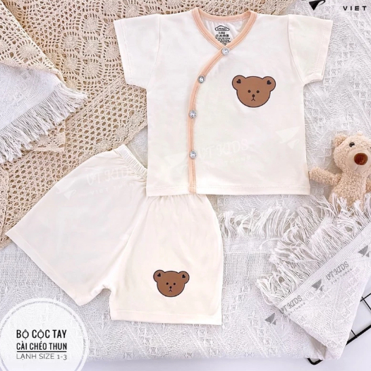 [Peinn] Combo 3- Combo 5 Bộ sơ sinh cộc tay trơn HX, chất thun lạnh hàn quốc cho bé sơ sinh size 0-9 tháng