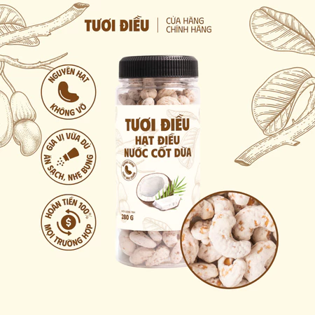 Hạt điều nước cốt dừa Tươi Điều 280g (ngọt béo mặn mà)