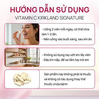 [CHÍNH HÃNG] Viên uống Vitamin C 1000mg Kirkland Signature tăng đề kháng, dưỡng sáng da hộp 500 viên