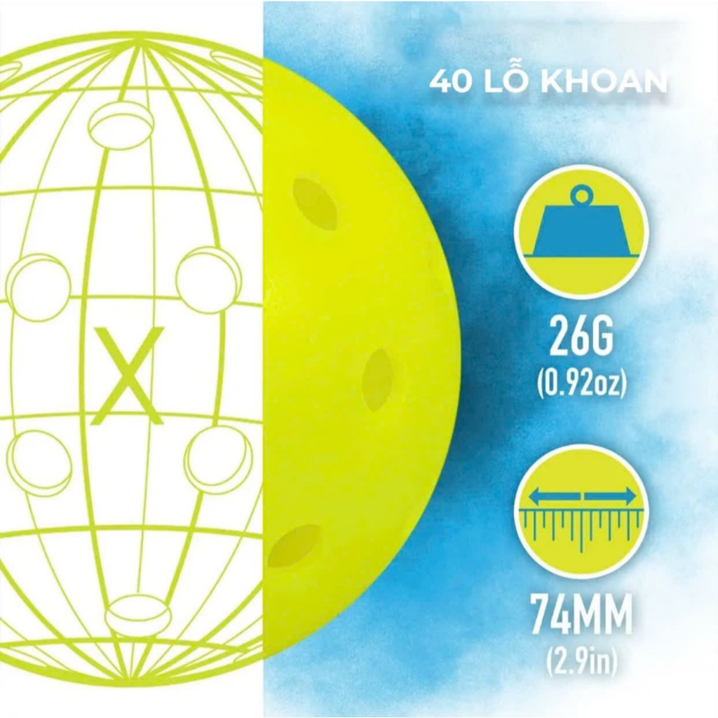 Bóng pickleball Franklin X-40 cao cấp đạt chuẩn , độ bền vượt chội đạt chuẩn USAPA