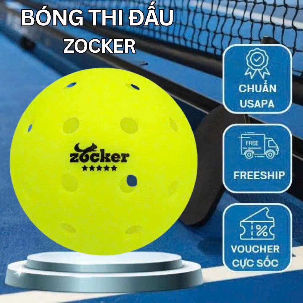 Bóng Pickleball Zocker Outdoor 40 lỗ  chuẩn thi đấu ,độ bền cao, phù hợp tập luyện và thi đấu