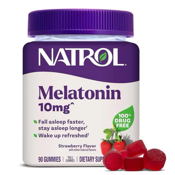 🍓🍒[HSD 05/2027] Kẹo dẻo ngủ ngon Natrol Melatonin Gummies 10mg của Mỹ 90 viên & 180 viên —hỗ trợ giấc ngủ🍓🍒