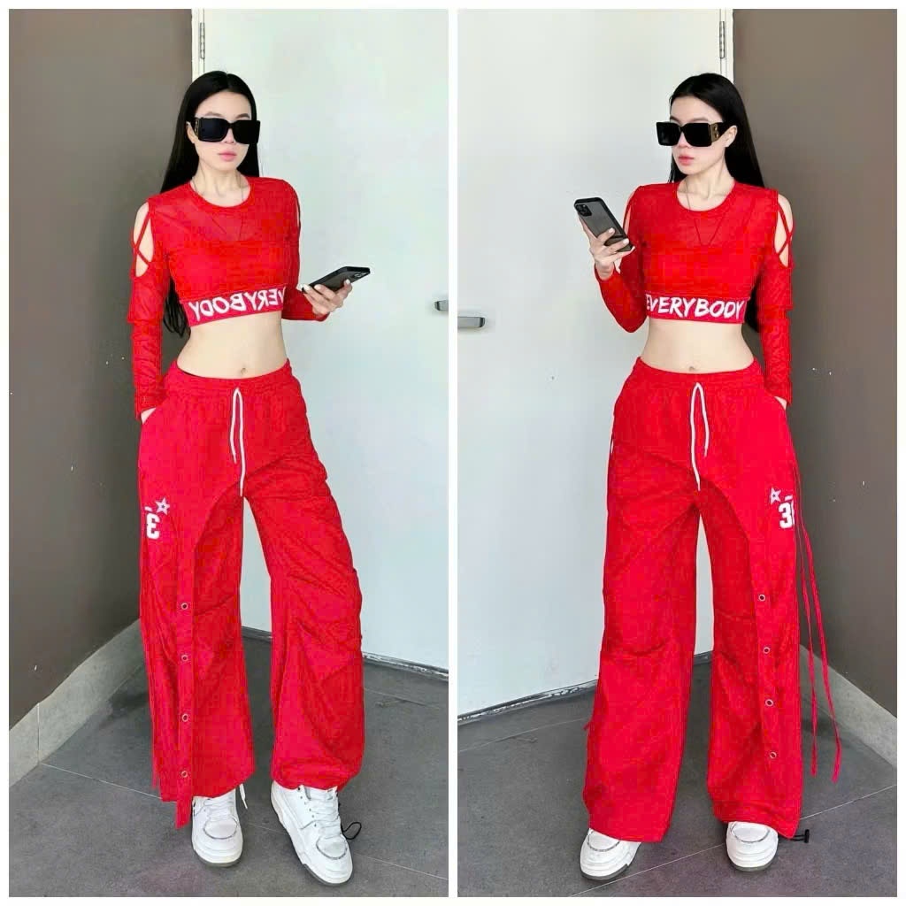 Áo dài tay lưới khoét croptop vai EVERY có lớp bra trong kèm mút tập zumba, gym, yoga, aerobic ,shuffle dance, dân vũ