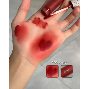 Son Zero 05 Đỏ Gạch, Kem Lì Hàn Quốc Zero Velvet Tint Màu 05 Witty - Đỏ Gạch