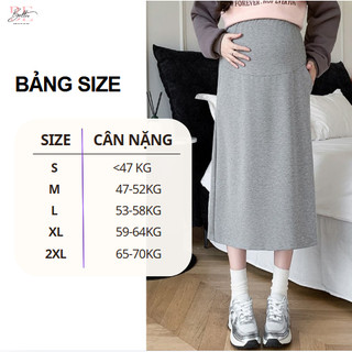 Chân Váy Bầu Dáng Dài Chữ A Thu Đông Belles Mam Chất Nỉ 2 Da Loại 1 Mềm Dày Dặn Có Đáp Bụng Chun Co Giãn Thoải Mái