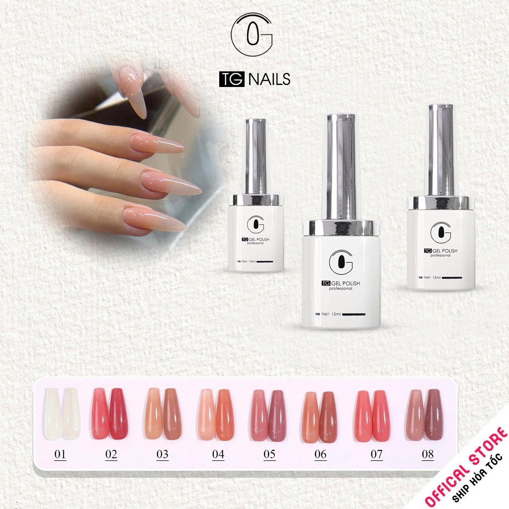 Sơn gel thạch đục TG chọn lẻ phong cách hàn nhẹ nhàng cọ tròn bóng mướt dễ kéo chai 10g
