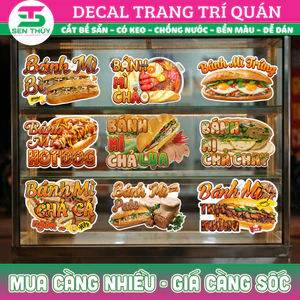 Decal BÁNH MÌ TỔNG HỢP Trang Trí Quán Bánh Mì – | QCA0008