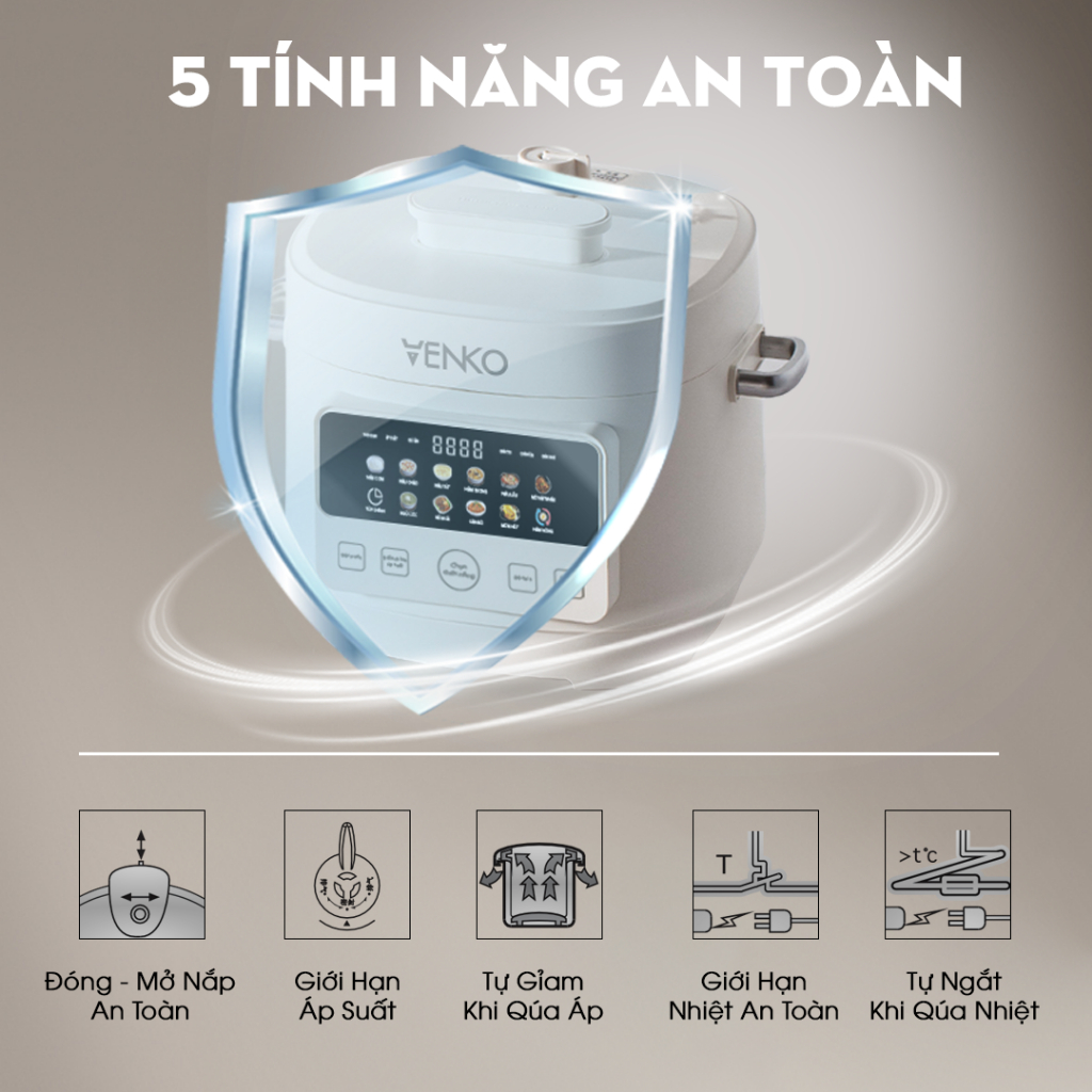 Nồi Áp Suất Đa Năng Venko VKP-4L10 – Lòng Gốm Cao Cấp Dung Tích 4L Chức Năng Lòng Nồi Chống Dính Cao Cấp