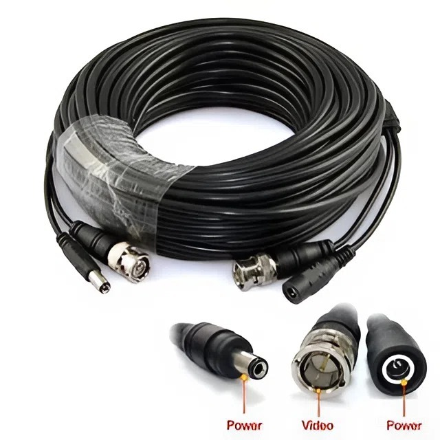 Cáp truyền tín hiệu camera 18 - 20m có sẵn jack nguồn và jack BNC BH 12 Tháng