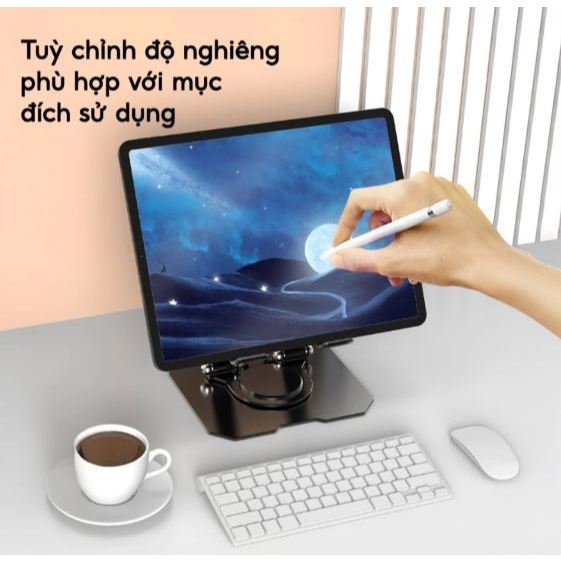 Giá Đỡ iPAD Máy Tính Bảng Điện Thoại Kim Loại Xoay 360° – Chắc Chắn, Sang Trọng, Tiện Dụng