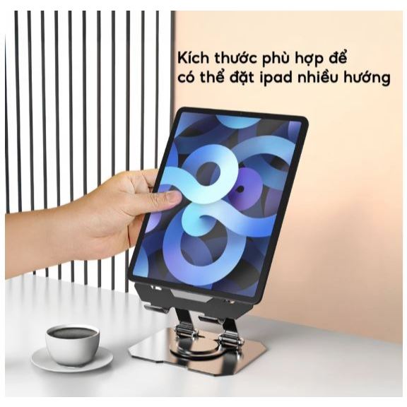 Giá Đỡ iPAD Máy Tính Bảng Điện Thoại Kim Loại Xoay 360° – Chắc Chắn, Sang Trọng, Tiện Dụng