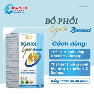 Bổ Phổi Gold Zincacool - Hỗ Trợ Bổ Phổi, Giảm Ho, Giảm Đờm, Giảm Đau Rát Họng. Hộp 30 Viên
