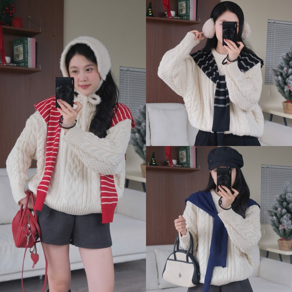 Khăn choàng chất len 6 màu Nữ the.sweaterweather TSW