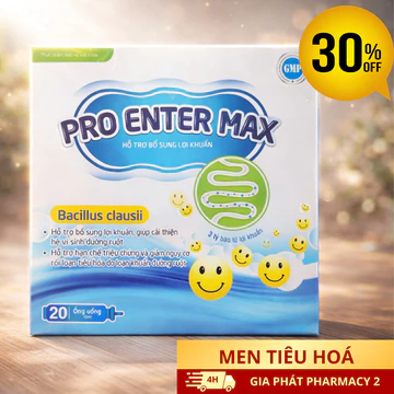 Men tiêu hóa Pro Enter Max (20 ống) : Bổ sung vi sinh lợi khuẩn, cải thiện các chứng rối loạn tiêu hóa.