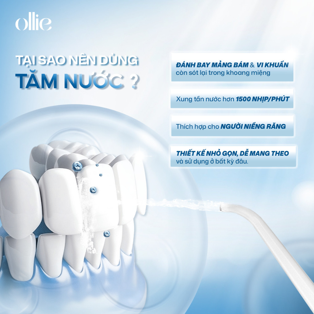 [LIVE] Máy tăm nước cầm tay OLLIE OLF-AC-SG01 - Hàng Chính Hãng - Bảo Hành 12 Tháng