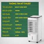 Quạt Điều Hòa Làm Mát Không Khí Galen G020 Công Suất 65W, Công Nghệ Nhật Bản, Tiết Kiệm Điện Năng [BẢO HÀNH 12 THÁNG] — ảnh 4