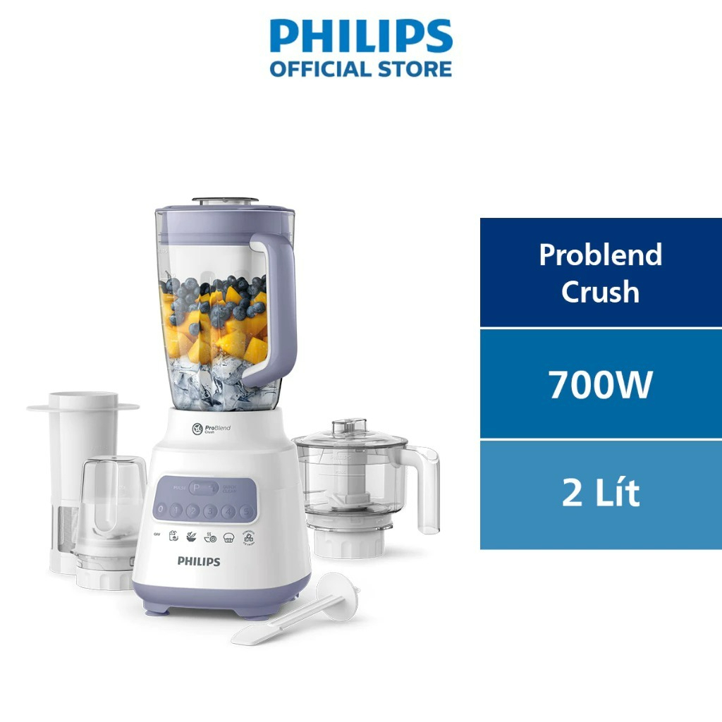 [LIVE] Máy xay sinh tố PHILIPS HR2223/00 700W full phụ kiện cối nhựa - Hàng Chính Hãng