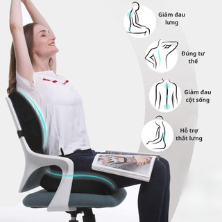 Bộ Đệm Lót Ghế Và Gối Tựa Lưng Công Thái Học Cao Cấp SOFTURE Giảm Đau Mỏi Lưng, Thần Kinh Toạ - SCB01