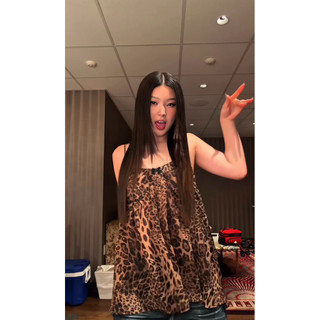 Sẵn  Hỏa Tốc - Đầm da beo “Chiffon Leopard Bowknot Oversized Mini “ hot trend 2026