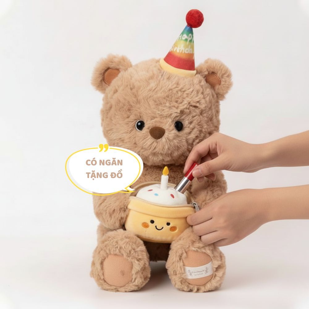 Gấu Bông Sinh Nhật Teddy Và Cáo Ôm Bánh Kem Có Ngăn Để Quà Dễ Thương Làm Quà Tặng Sinh Nhật Cho Mọi Người