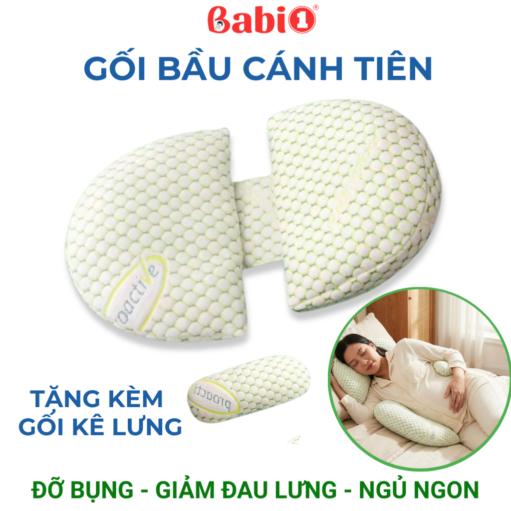 Gối Bầu Cánh Tiên Babi1 Vải Lưới Thoáng Khí, Nâng Đỡ Bụng, Hỗ Trợ Giảm Đau Kèm Gối Kê Lưng Đa Năng