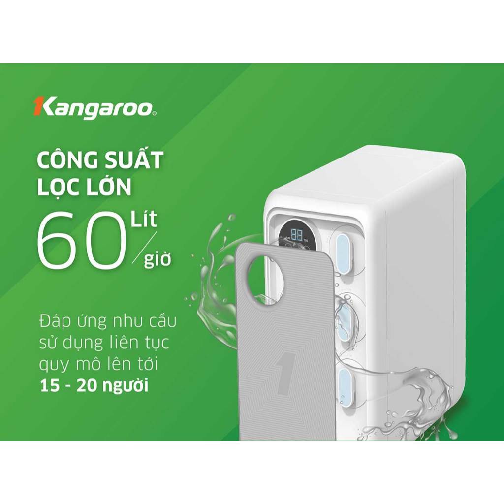 Máy lọc nước Kangaroo Hydrogen KG400HU, Máy Lọc Nước RO Không Bình Áp Công Suất Lọc 60 Lít/h