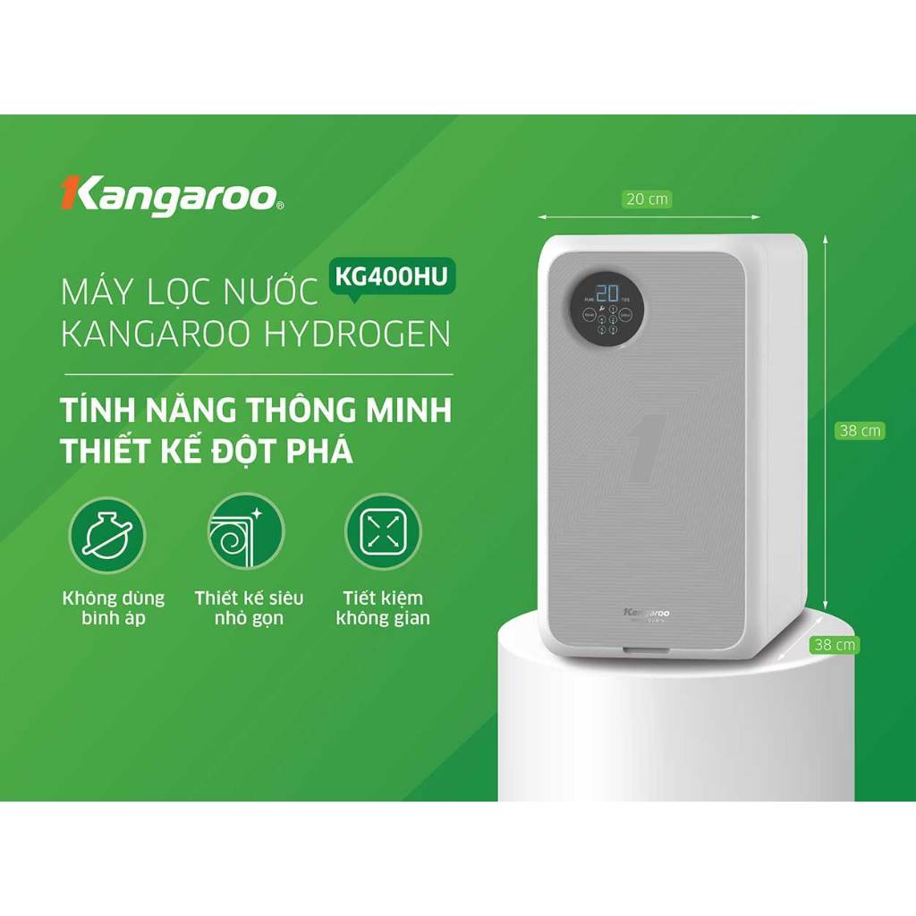 Máy lọc nước Kangaroo Hydrogen KG400HU, Máy Lọc Nước RO Không Bình Áp Công Suất Lọc 60 Lít/h