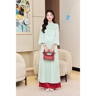 Áo Dài Cách Tân CÚC HỌA MI Dáng Suông Vải Gấm, May 2 TàÁo Dài Tết 2026-Saam cover thiết kế Mainichi Design tay loe