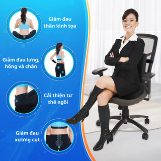 Bộ Đệm Lót Ghế Và Gối Tựa Lưng Công Thái Học Cao Cấp SOFTURE Giảm Đau Mỏi Lưng, Thần Kinh Toạ - SCB01