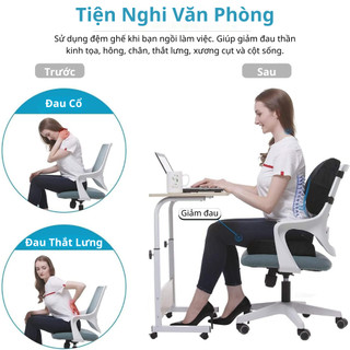 Bộ Đệm Lót Ghế Và Gối Tựa Lưng Công Thái Học Cao Cấp SOFTURE Giảm Đau Mỏi Lưng, Thần Kinh Toạ - SCB01