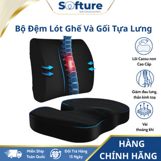 Bộ Đệm Lót Ghế Và Gối Tựa Lưng Công Thái Học Cao Cấp SOFTURE Giảm Đau Mỏi Lưng, Thần Kinh Toạ - SCB01