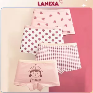 SET4 Quần chip bé gái chất cotton co giãn cạp quần bo chun họa tiết ngộ nghĩnh đáng yêu LANIXA L8001