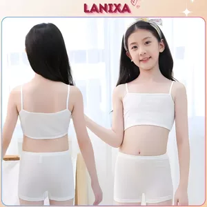 COMBO 4 Áo lót lá học sinh tuổi dậy thì chất cotton hai dây không đệm mút, Áo lót trẻ em dễ thương