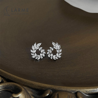 Khuyên tai nữ bông tai nguyệt quế đính đá phong cách tiểu thư Larme Accesories -KT0243