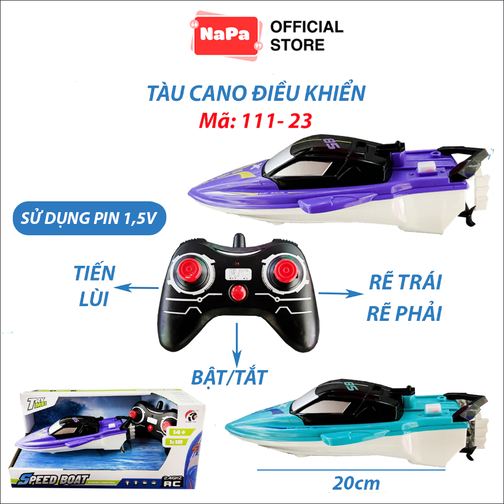 Thuyền Điều Khiển Từ Xa Cho Bé, Đồ Chơi Dưới Nước RC Tàu Cao Tốc, Chạy Pin, Có Đèn LED, Chống Nước