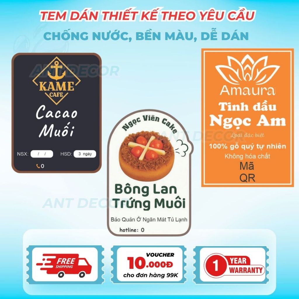 Thiết kế theo yêu cầu - Combo 100 TEM DÁN Sản Phẩm, Decal Đẹp Mắt, Bền Màu, Chống Nước