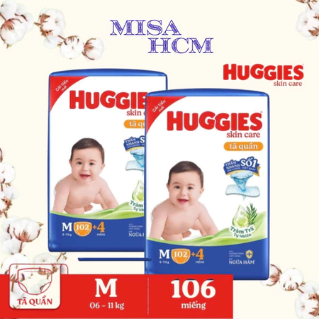 Tã quần Huggies Skincare Mega Jumbo M102+4/L100+4/XL84+4/XXL76+4/XXXL22+6