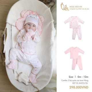 M&B (0-12M) Bộ quần áo dài tay Carrot Thỏ Hồng chất cotton cao cấp mềm mịn, thoáng mát thấm hút mồ hôi tốt BST SS25