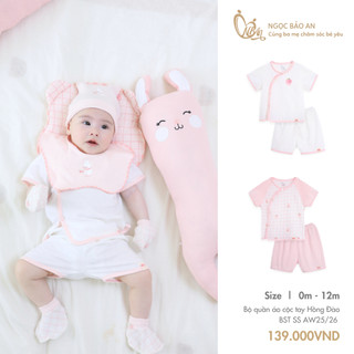M&B (0-12M) Bộ quần áo cộc tay Carrot Thỏ Hồng chất cotton cao cấp mềm mịn, thoáng mát thấm hút mồ hôi tốt BST SS25/26