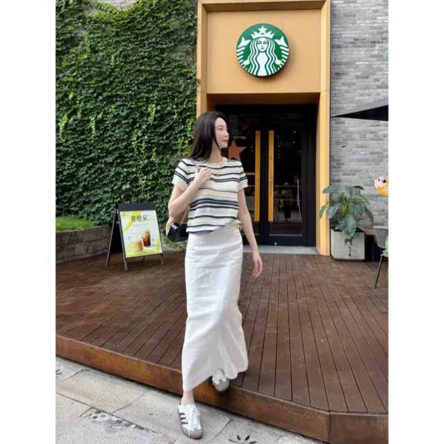 𝗘𝗹𝘀𝗮 𝗦𝗵𝗶𝗿𝘁- | BEELY| Chân váy Linen midi dáng bút chì 2 lớp