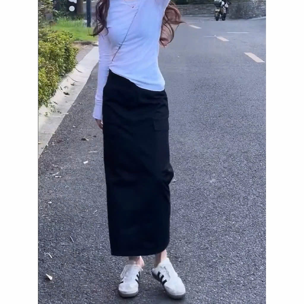 𝗘𝗹𝘀𝗮 𝗦𝗵𝗶𝗿𝘁- | BEELY| Chân váy Linen midi dáng bút chì 2 lớp