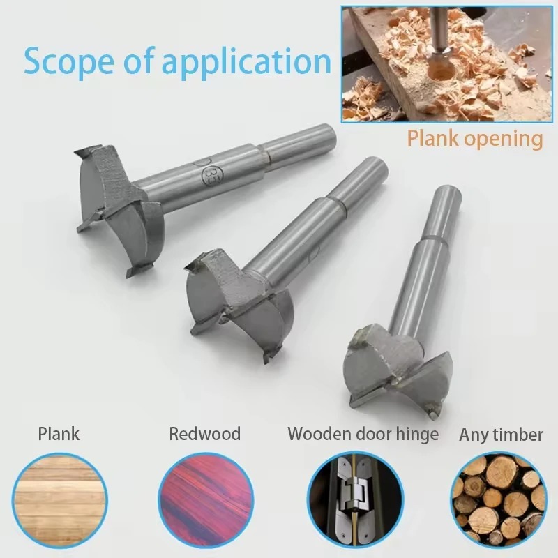 Mũi Khoan Gỗ , Mũi Khoét Gỗ Lưỡi Hợp Kim Chuôi Tròn 30MM Tới 100MM