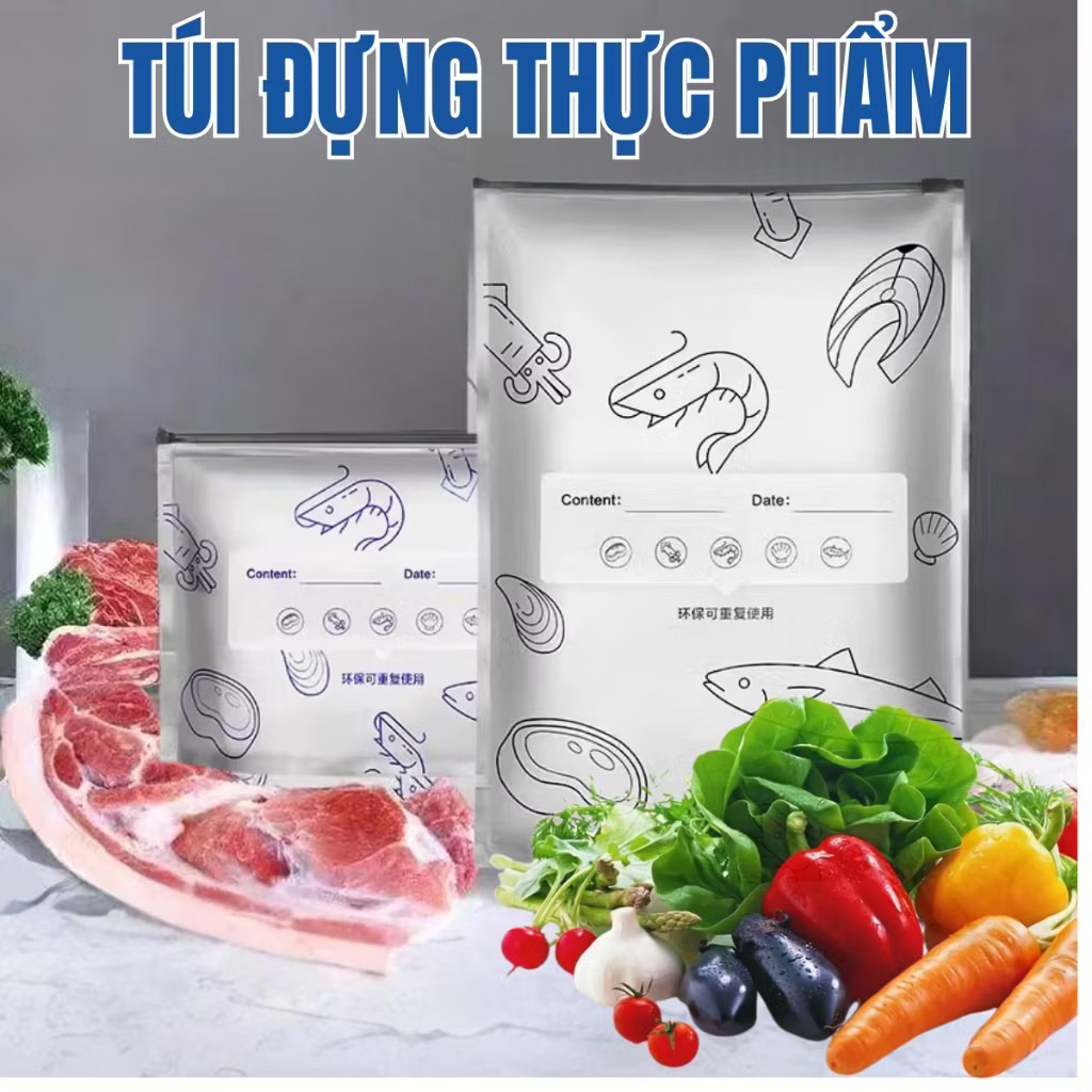 Combo 100 túi zíp bạc trữ thực phẩm đa năng nóng lạnh, Đủ kích thước