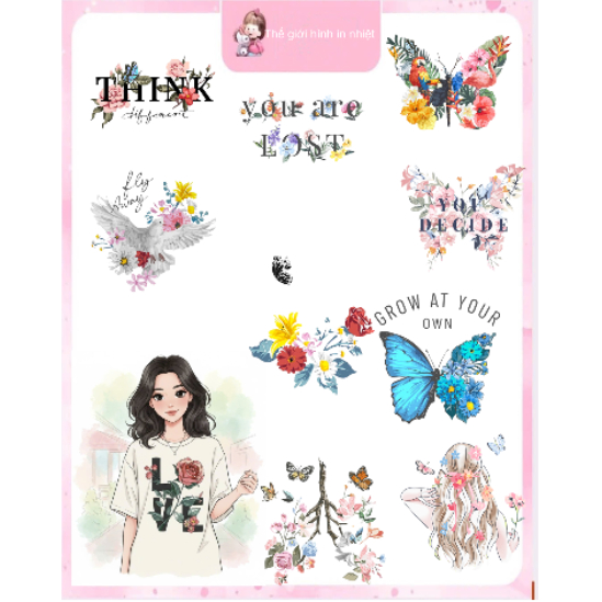 [HỎA TỐC] Hình ủi nhiệt quần áo mẫu HOA LÁ,nhiều mẫu,nhiều size, ủi tại nhà bằng bàn ủi