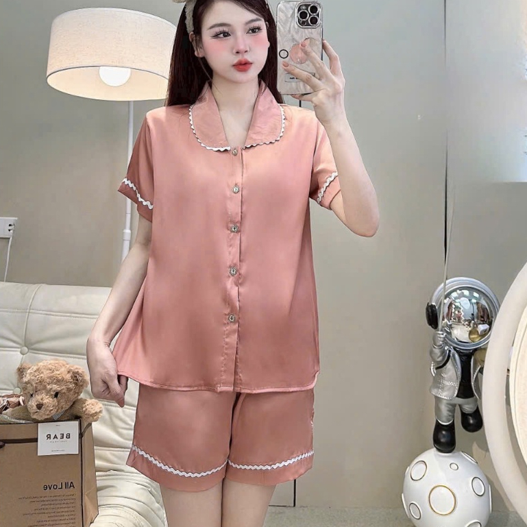 Đồ ngủ dễ thương,đồ ngủ lụa lạnh cao cấp,bộ tiểu thư,đồ bộ nữ mặc nhà latin quần đùi siêu mát [290]