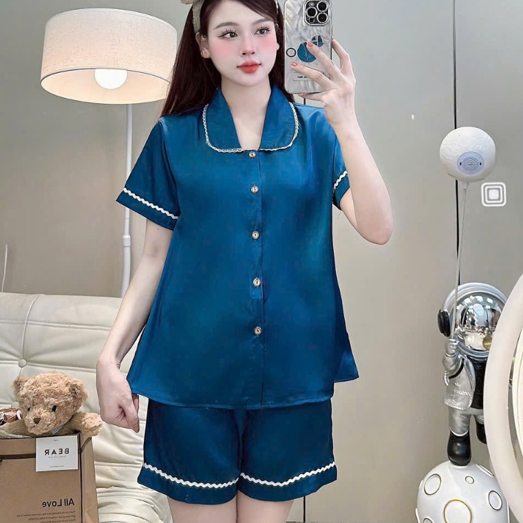 Đồ ngủ dễ thương,đồ ngủ lụa lạnh cao cấp,bộ tiểu thư,đồ bộ nữ mặc nhà latin quần đùi siêu mát [290]