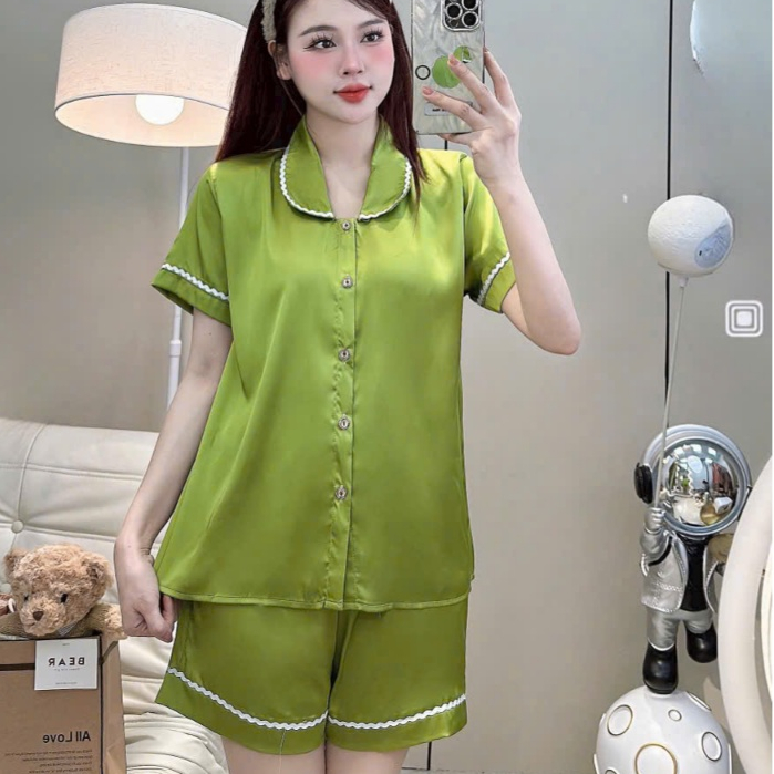 Đồ ngủ dễ thương,đồ ngủ lụa lạnh cao cấp,bộ tiểu thư,đồ bộ nữ mặc nhà latin quần đùi siêu mát [290]